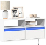 vidaXL Comodă TV de perete cu lumini LED, alb, 100x31x45 cm