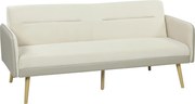 HOMCOM Canapea Extensibilă 3 Locuri Convertibilă cu Cotiere din PU, Colțar Reclinabil Clic Clac în Catifea cu Picioare Metalice și Cadru din Lemn, pentru Living sau Dormitor, 185x84x83 cm, Bej | Aosom Romania