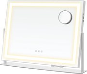 Oglindă cosmetică DAHLIA cu iluminare LED, 10x62,5x45,8 cm, alb SongmicsHome