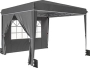 Outsunny Pavilon de grădină exterior 3x3 m, pavilon pliant cu panouri laterale, protecție UV 50+, sac de transport, gri | Aosom Romania