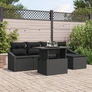 vidaXL Set de canapele pentru grădină cu pernă 6 pcs Negru