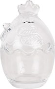 Borcan din sticlă, transparent, cu capac găină, Ø 6x9 cm