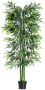 OutSunny Plantă de Bambus Artificială în Ghiveci, Plantă Decorativă pentru Casă, Birou, Interior și Exterior, Ф2.5x180 cm, Verde | Aosom Romania