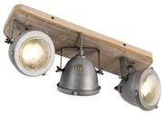 Spotlight industrial din oțel cu lemn inclinabil cu 3 lumini - Emado