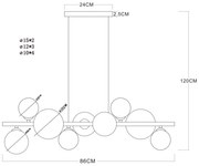 Lustră LED pe tijă RIHA 9xG9/3W/230V alamă Globo 56135-9H