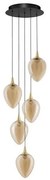 Lustra moderna cu 5 pendule LED, Metal, Sticla, Champaign, Nali
