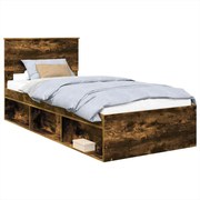 vidaXL Cadru de pat Stejar fumuriu 100 x 200 cm Lemn compozit