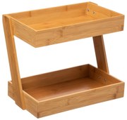 Organizator de bucătărie din bambus, pe 2 niveluri