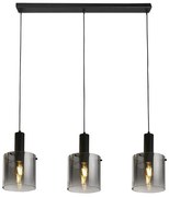 Lustra suspendata metal negru, sticla fumurie Sweden 3L