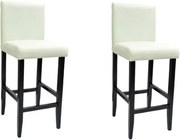 vidaXL Scaune de bar, 2 buc., alb, piele ecologică