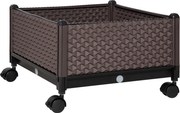 Outsunny Jardinieră din plastic cu roți și orificii de drenaj pentru cultivarea plantelor în exterior 50x50x33 cm Marrón | Aosom Romania