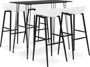 vidaXL Set mobilier de bar, 5 piese, negru și alb
