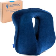 Perna Ortopedica de Sezut Navy Blue pentru scaun de birou sau masina, din spuma cu memorie, cu suport pentru Coccis, Suporto, Albastra