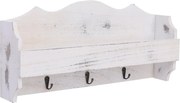 vidaXL Cuier de perete, alb, 50 x 10 x 23 cm, lemn