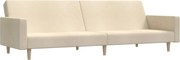vidaXL Canapea extensibilă cu 2 locuri, crem, material textil