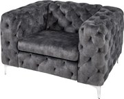 Fotoliu design Chesterfield, Catifea, Gri, MODERN BAROCK