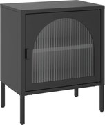 vidaXL Noptieră, negru, 50x35x60 cm, sticlă și oțel
