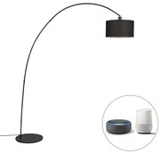 Lampă de podea arcuită modernă inteligentă neagră inclusiv A60 Wifi - Vinossa