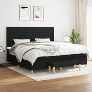 vidaXL Pat box spring cu saltea, negru, 200x200 cm, textil