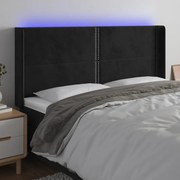 vidaXL Tăblie de pat cu LED, negru, 183x16x118/128 cm, catifea