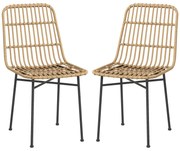 HOMCOM Set 2 Scaune pentru Bucătărie și Living Stil Boho, Scaune Moderne din PE Ratan și Oțel, 45x57x83 cm, Galben | Aosom Romania