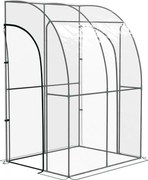 Outsunny Seră de Grădină adosată seră adosată 2 uși rulante cu fermoar oțel PVC transparent | Aosom Romania