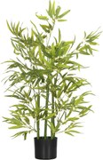 HOMCOM Plantă Artificială de Bambus Înaltă de 90 cm cu 504 Frunze din PEVA și PP Verde cu Ghiveci de Ciment Ø15x12.5 cm | Aosom Romania