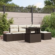 vidaXL Set de canapele pentru grădină cu pernă 6 pcs maro și crem