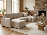 SET Canapea U SMART COSARO bej deschis 295x140 cm clasa II