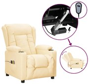 vidaXL Fotoliu de masaj electric, crem, piele ecologică