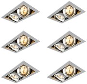 Set de 6 spoturi încastrate oțel AR111 reglabile cu 2 lumini - Oneon