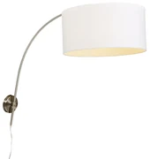 Lampă de perete modernă cu arc din oțel cu abajur alb 50/50/25 reglabil