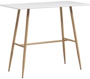 HOMCOM Masă de bar dreptunghiulară 4 persoane picioare din oțel cu aspect lemn asamblare ușoară 120 x 60 x 98 cm alb | Aosom Romania