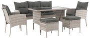 Set mobilier de grădină din ratan LELON (gri deschis) (pentru 4-6 persoane). 1091737