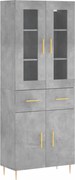 vidaXL Dulap înalt, gri beton, 69,5x34x180, lemn compozit