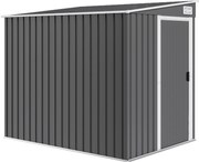 Outsunny Magazie Grădină din Oțel, Ușă Glisantă, 154x206.5x160/181 cm, Gri închis | Aosom Romania