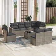 vidaXL Set canapele de grădină, 9 piese, cu perne, gri, poliratan