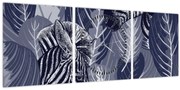 Tablou - Zebre între frunze (cu ceas) (90x30 cm)