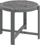 Outsunny Masă laterală rotundă pentru grădină/balcon, aluminiu rezistent la intemperii, aspect marmură, gri | Aosom Romania