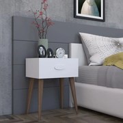 Noptiera moderna cu sertar Sara Homs 45 x 30 x 57.5 cm, Alb-nuc