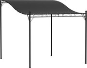 Outsunny Pergolă 2,5 x 3 m, pavilion de grădină montat pe perete, rezistent la apă, cadru metalic, orificii de scurgere, acoperiș de umbră, gri închis | Aosom Romania