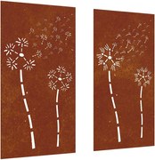 vidaXL Decor perete grădină 2 buc. 105x55 cm design flori oțel Corten