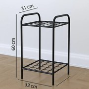 Etajera metal pentru flori 2 rafturi Decor Homs 33 x 60 x 31 cm, negru