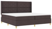 vidaXL Pat cu saltea cu arcuri Maro închis 200 x 200 cm țesătură