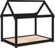 vidaXL Pat pentru câini, negru, 111x80x100 cm, lemn masiv de pin