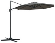 Outsunny Umbrel de Gradină cu Manivelă cu Înclinare Reglabilă, Umbrelă cu Braț și Stinghii, Ø2.95x2.5 m, Gri | Aosom Romania