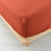 Cearceaf cărămiziu din muselină cu elastic 160x200 cm Angelia – douceur d'intérieur