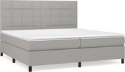 vidaXL Pat box spring cu saltea, gri deschis, 200x200 cm, textil