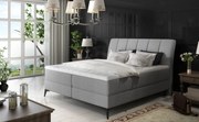 Pat boxspring tapitat cu lada de depozitare, 180X200 cm, Aderito, Eltap (Culoare: Gri)