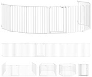PawHut Gard pentru Câini cu 8 Panouri Modulabile cu Închidere Automată, din Oțel și ABS, 61x3x75 cm, Alb | Aosom Romania